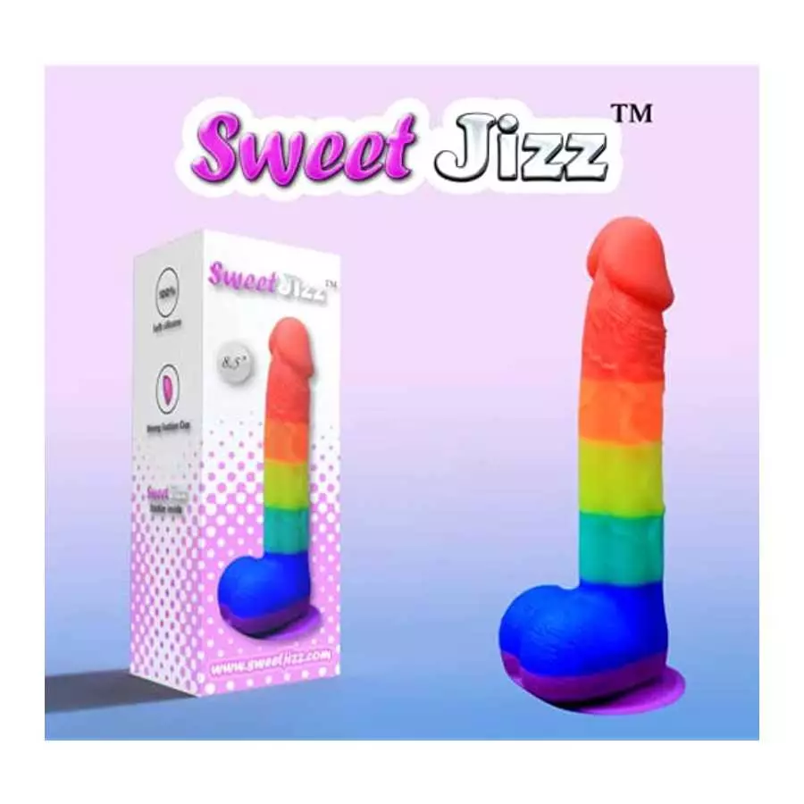 Sweet Jizz - 8.5" Rainbow Silicone Dildo with Strong Suction Cup