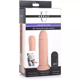 Power Player 28X Vibrating Silicone Dildo with Remote - Light