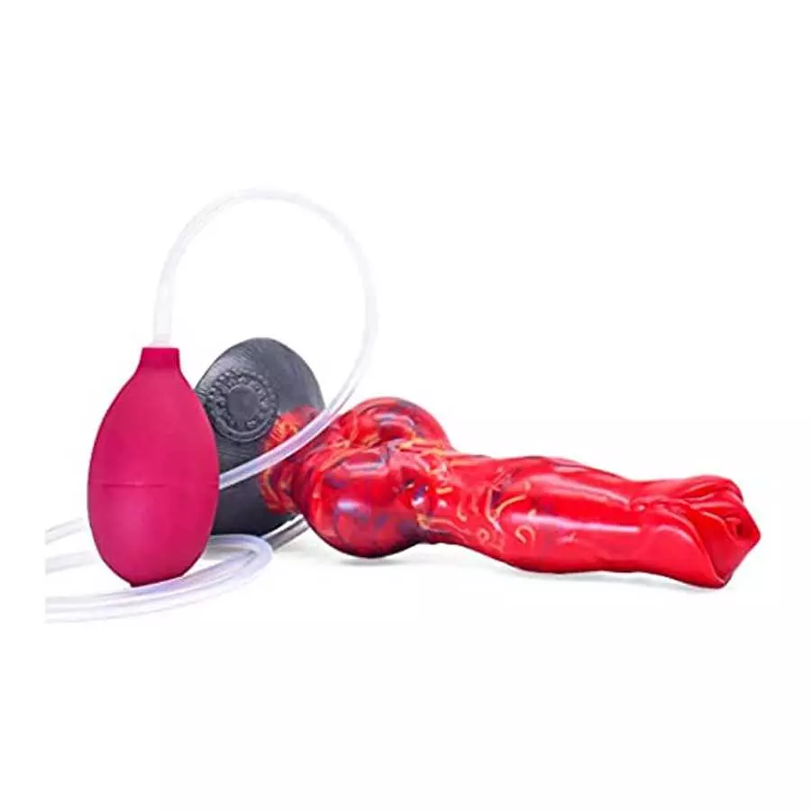 FRRDEI G Spot Squirting Dildo Ejaculating Realistic Dildo Dog Knotted Dildo with Strong Suction Cup Soft Flexible, Red Gold Blac