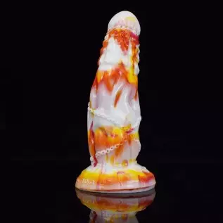 Curved Soft Silicone Made Colorful Dildo Anal Plug Multi Colored Flexible Hands Free Odorless (Red+Yellow+White)