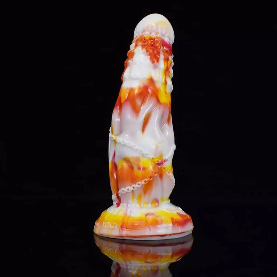 Curved Soft Silicone Made Colorful Dildo Anal Plug Multi Colored Flexible Hands Free Odorless (Red+Yellow+White)