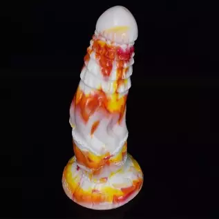 Curved Soft Silicone Made Colorful Dildo Anal Plug Multi Colored Flexible Hands Free Odorless (Red+Yellow+White)