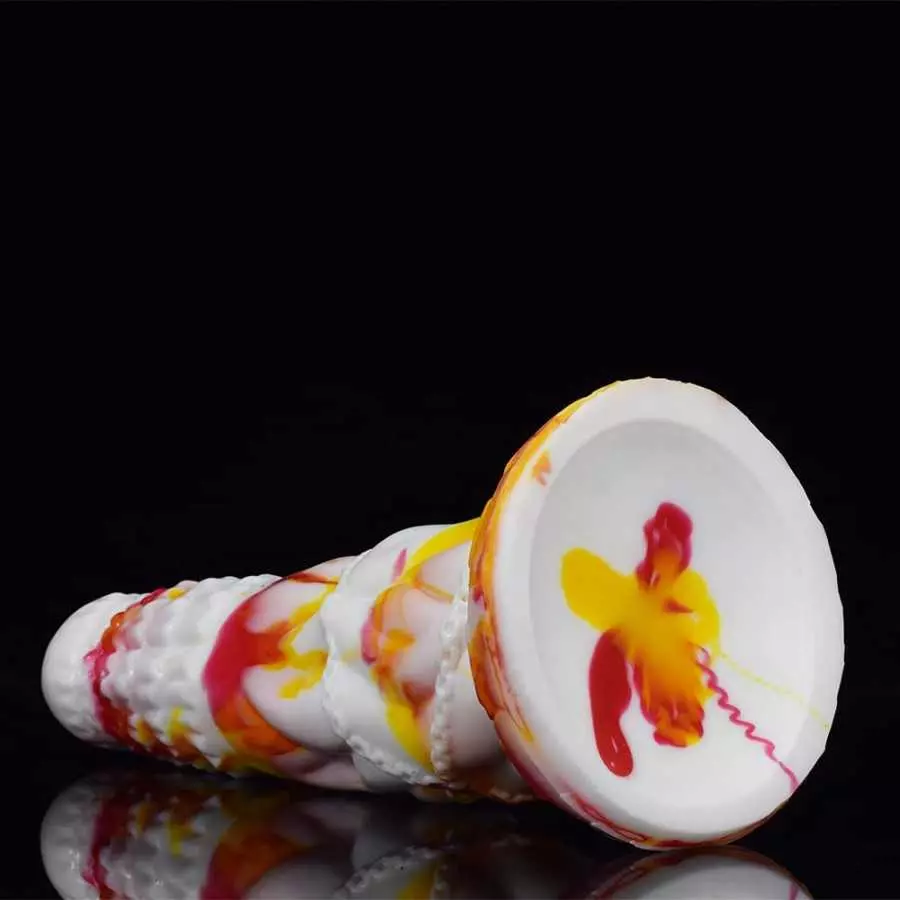 Curved Soft Silicone Made Colorful Dildo Anal Plug Multi Colored Flexible Hands Free Odorless (Red+Yellow+White)
