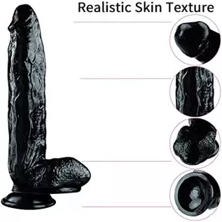 Black Realistic Monster Dildo 12 Inch Huge Adult Sex Toy with Suction Cups Extra Thick Flexible Large Dildos