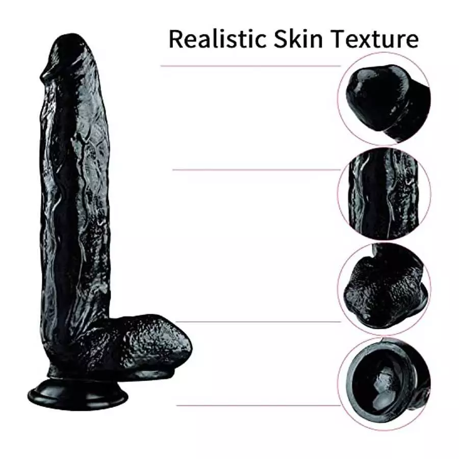 Black Realistic Monster Dildo 12 Inch Huge Adult Sex Toy with Suction Cups Extra Thick Flexible Large Dildos