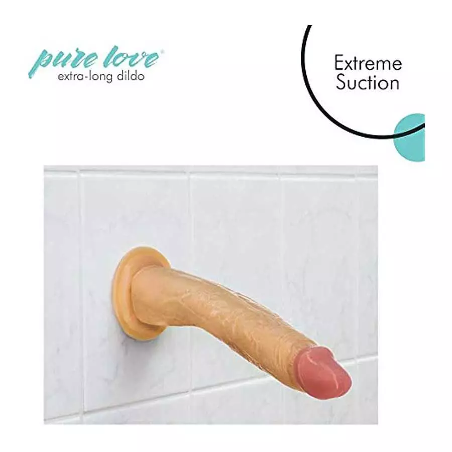 Pure Love 8 inch Extra Long Dildo with Suction Cup, Beige Color, Adult Sex Toy