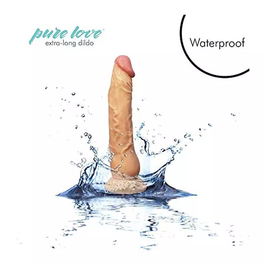 Pure Love 8 inch Extra Long Dildo with Suction Cup, Beige Color, Adult Sex Toy