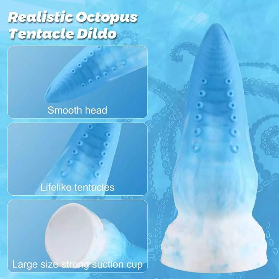Tentacle Dildo Octopus Anal Plug Liquid Silicone, Seiecft Monster Dildo Adult Sex Toy with Strong Suction Cup for Vaginal G-Spot