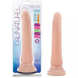 Blush Au Naturel - Mr. Slim 9 1/4 Inch Realistic Sensa Feel Flexi Shaft Dual Density Easy To Clean Long Dildo - Soft Flexible Su
