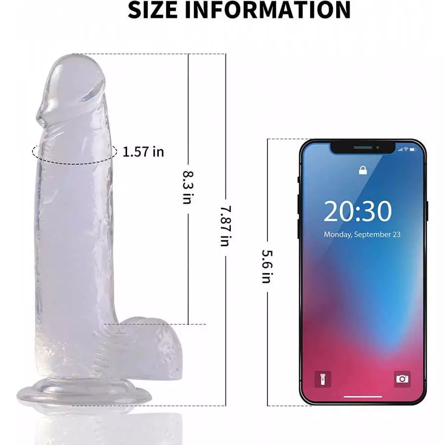 ROVOZAR 8.3 Inch Realistic Dildo, with Strong Suction Cup for Hands-Free Play, TPE Transparent Safety Material, for Women/Men/ A