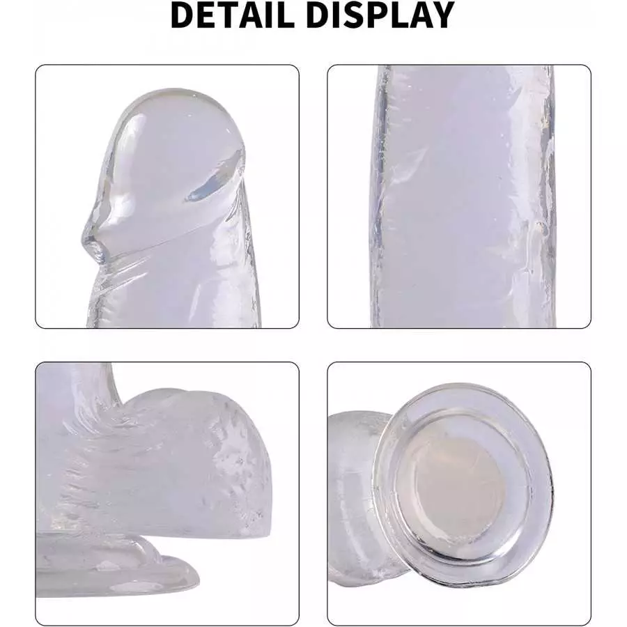 ROVOZAR 8.3 Inch Realistic Dildo, with Strong Suction Cup for Hands-Free Play, TPE Transparent Safety Material, for Women/Men/ A
