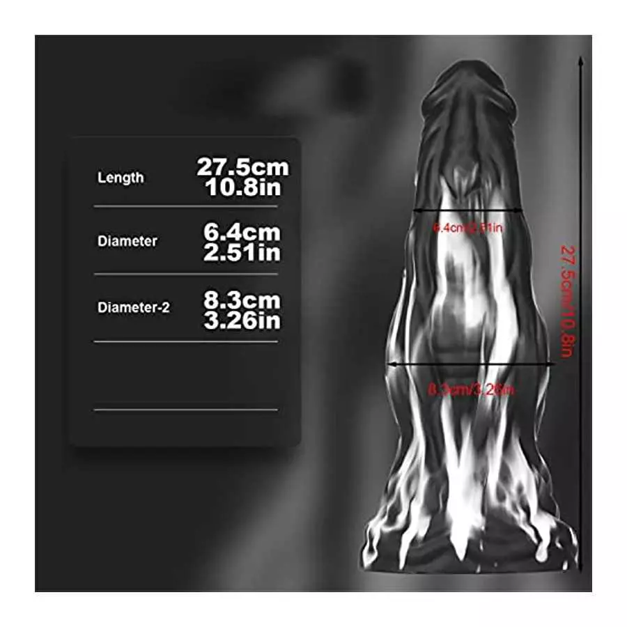 WEMAY Black Monster Dildo, 10.8'' Huge Realistic Dragon Dildos with Strong Suction Cups Flexible Liquid Silicone Knotted Adult h