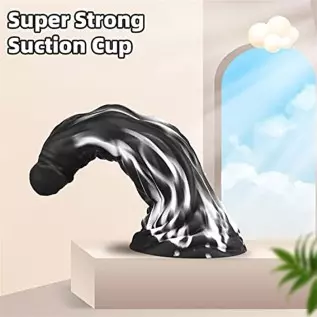 WEMAY Black Monster Dildo, 10.8'' Huge Realistic Dragon Dildos with Strong Suction Cups Flexible Liquid Silicone Knotted Adult h