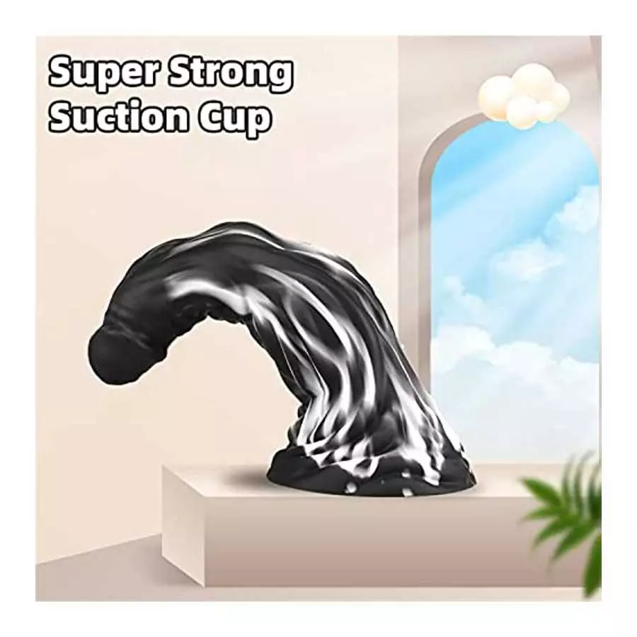 WEMAY Black Monster Dildo, 10.8'' Huge Realistic Dragon Dildos with Strong Suction Cups Flexible Liquid Silicone Knotted Adult h