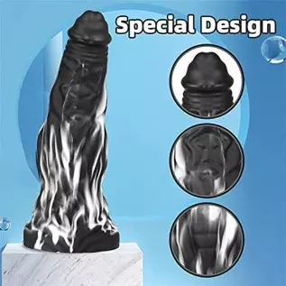 WEMAY Black Monster Dildo, 10.8'' Huge Realistic Dragon Dildos with Strong Suction Cups Flexible Liquid Silicone Knotted Adult h