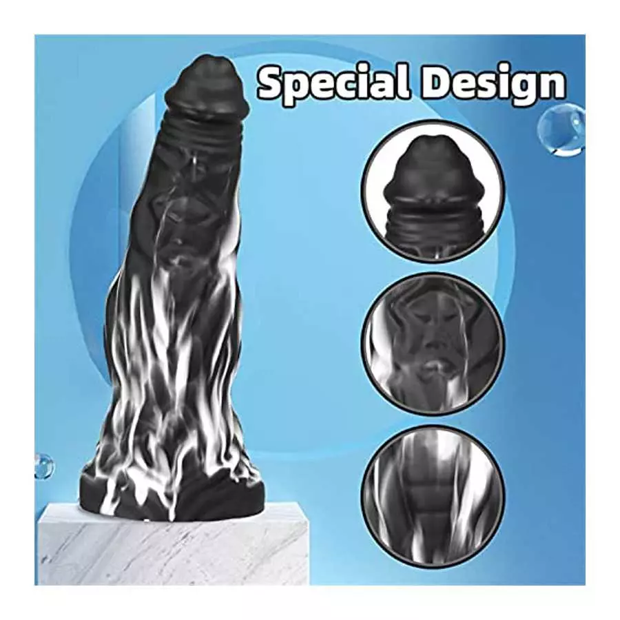 WEMAY Black Monster Dildo, 10.8'' Huge Realistic Dragon Dildos with Strong Suction Cups Flexible Liquid Silicone Knotted Adult h