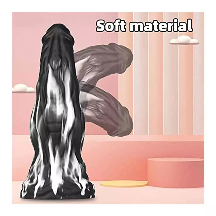 WEMAY Black Monster Dildo, 10.8'' Huge Realistic Dragon Dildos with Strong Suction Cups Flexible Liquid Silicone Knotted Adult h