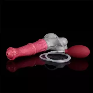 Multi Color Silicone Made Suction Squirting Artificial Horse Dildo Silicone Dildo with Bulb and Syringe Hands Free (Pink+Grey)
