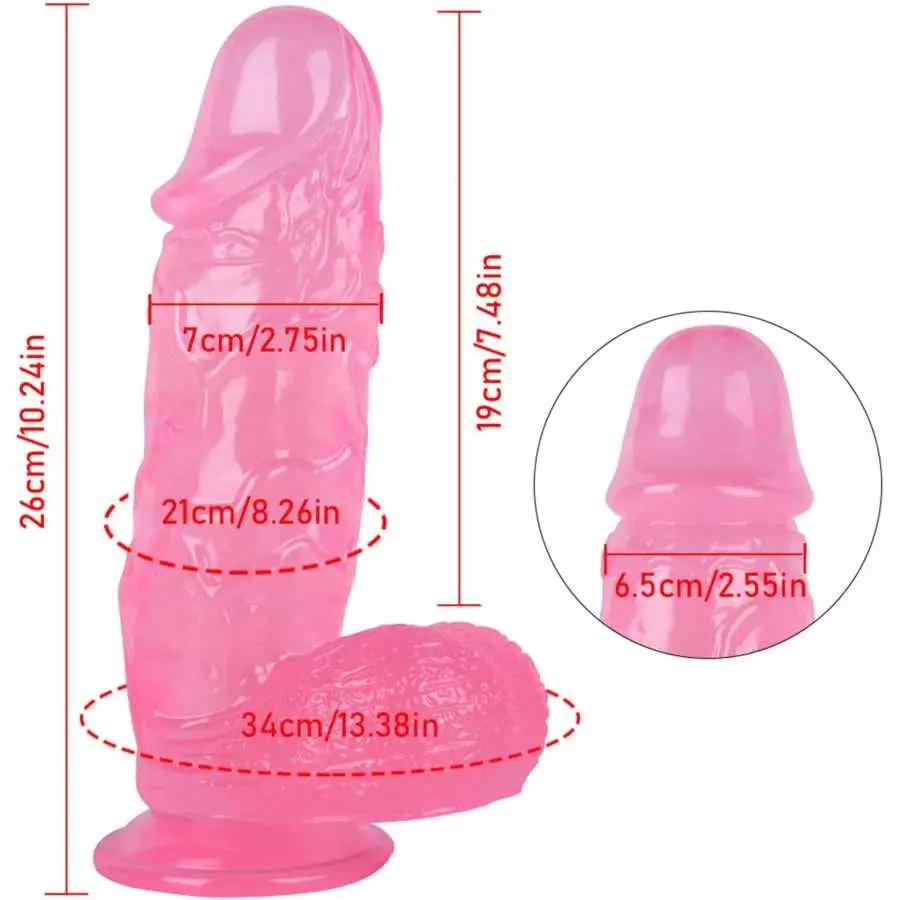 10 Inch Realistic Clear Dildo with Strong Suction Cups, Lifelike Big Crystal Jelly Flexible Thick Anal Dildos for Women, Pink