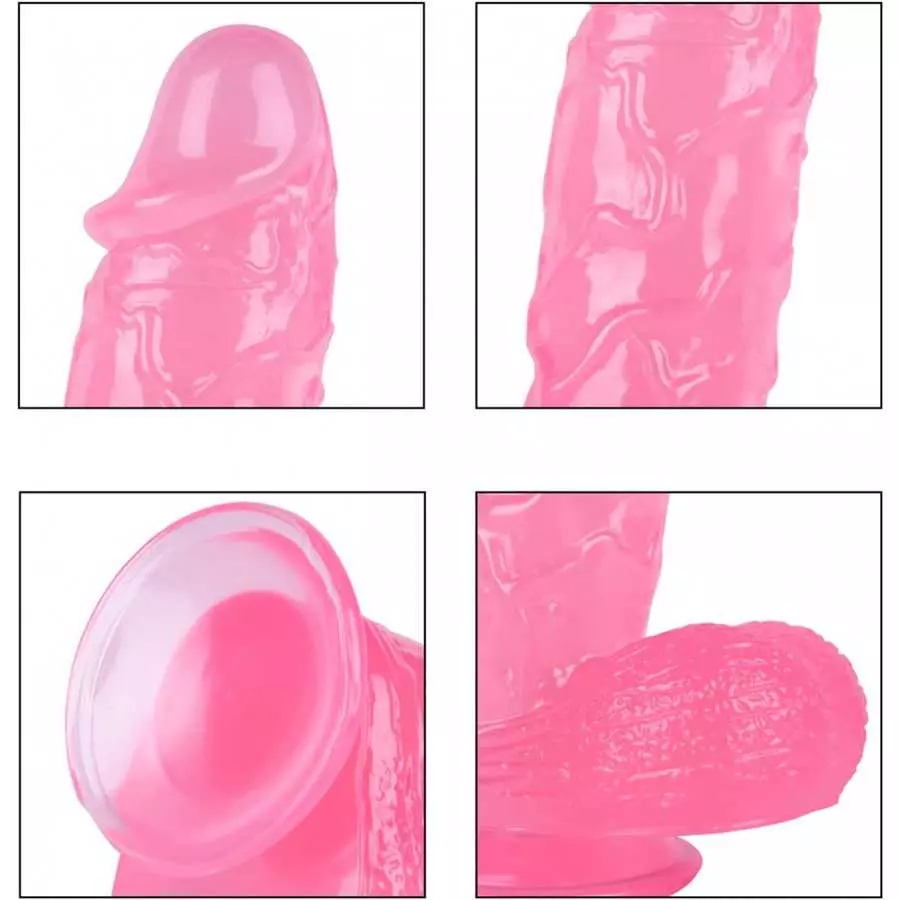 10 Inch Realistic Clear Dildo with Strong Suction Cups, Lifelike Big Crystal Jelly Flexible Thick Anal Dildos for Women, Pink