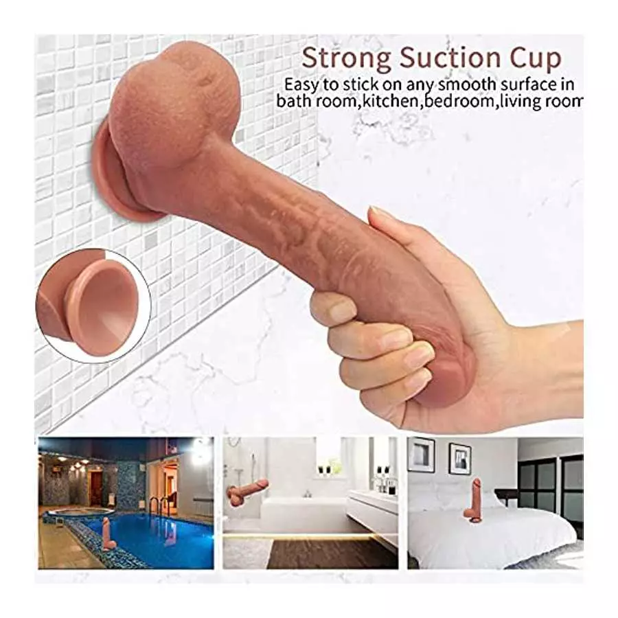 8.5inch Big Dildo Penis, Flesh Liquid Silicone Dildos Anal Dildo Sex Toys Large Size Realistic Dongs Anal Plug Penis Replica wit