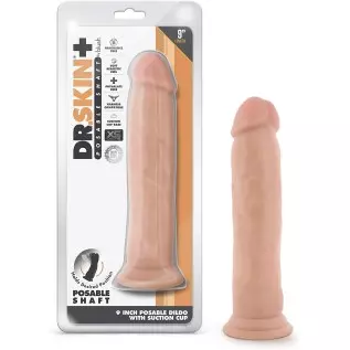 Blush Dr. Skin Plus Realistic Triple Density Posable Dildo - 9.25 Inch Length 2 Inch Width - Sturdy Firm Suction Cup Base for Ha