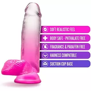 Blush B Yours Sugar Magnolia - 7 Inch Length 1.75 Inches Width Realistic Feel Dildo - Sturdy Suction Cup Base and Harness Compat