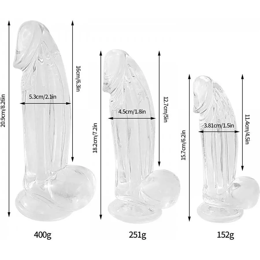 Clear Dildo, 7.2 Inch Realistic Dildo, Body-Safe Material Lifelike Penis with Strong Suction Cup for Hands-Free Play(M)