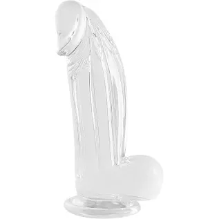 Clear Dildo, 7.2 Inch Realistic Dildo, Body-Safe Material Lifelike Penis with Strong Suction Cup for Hands-Free Play(M)