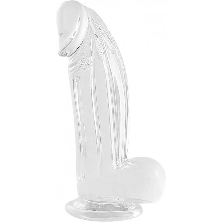 Clear Dildo, 7.2 Inch Realistic Dildo, Body-Safe Material Lifelike Penis with Strong Suction Cup for Hands-Free Play(M)