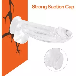 Clear Dildo, 7.2 Inch Realistic Dildo, Body-Safe Material Lifelike Penis with Strong Suction Cup for Hands-Free Play(M)