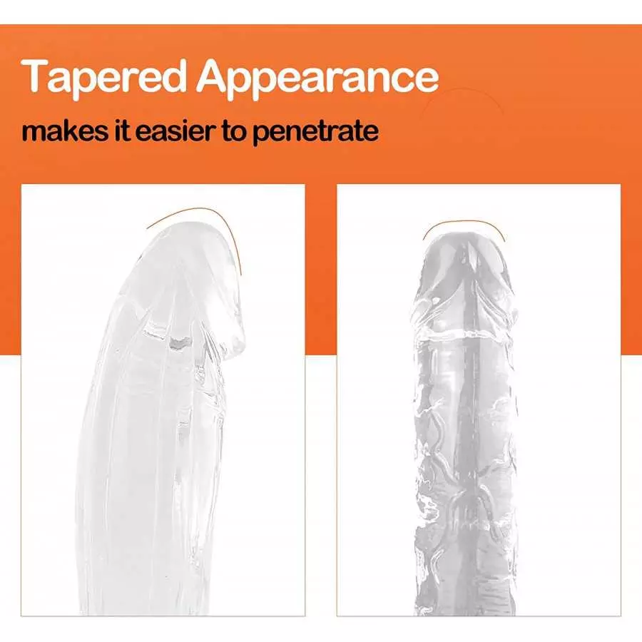 Clear Dildo, 7.2 Inch Realistic Dildo, Body-Safe Material Lifelike Penis with Strong Suction Cup for Hands-Free Play(M)