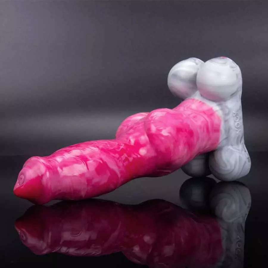 9.05 Inch Realistic Fantasy Dog Knot Dildo Sex Toy,Platinum Silicone Knotted Canine Dildo,Penis G-spot Cock Dildo with Suction C