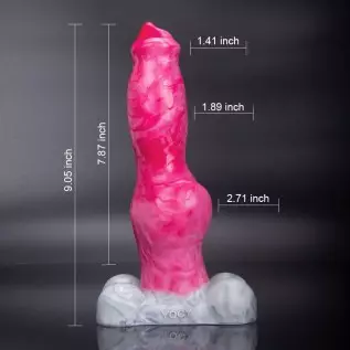 9.05 Inch Realistic Fantasy Dog Knot Dildo Sex Toy,Platinum Silicone Knotted Canine Dildo,Penis G-spot Cock Dildo with Suction C