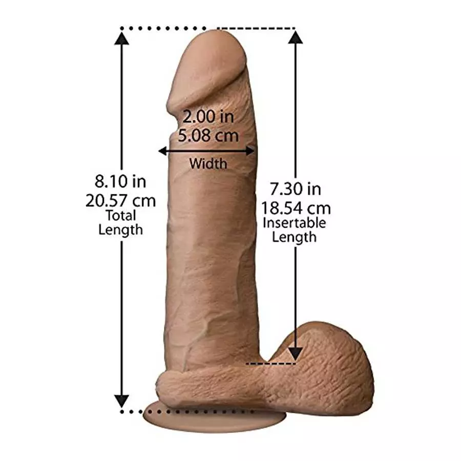 Doc Johnson The Realistic Cock with Removable Suction Cup - ULTRASKYN - 8 Inch - F-Machine and Harness Compatible Dildo - Carame