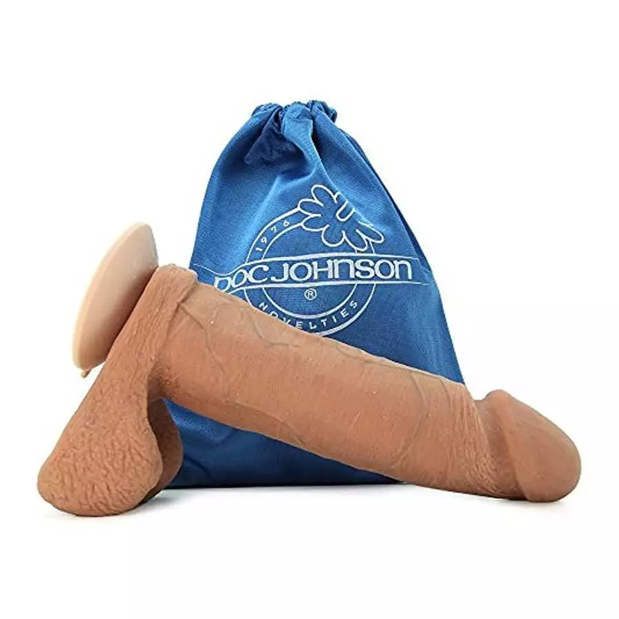 Doc Johnson The Realistic Cock with Removable Suction Cup - ULTRASKYN - 8 Inch - F-Machine and Harness Compatible Dildo - Carame