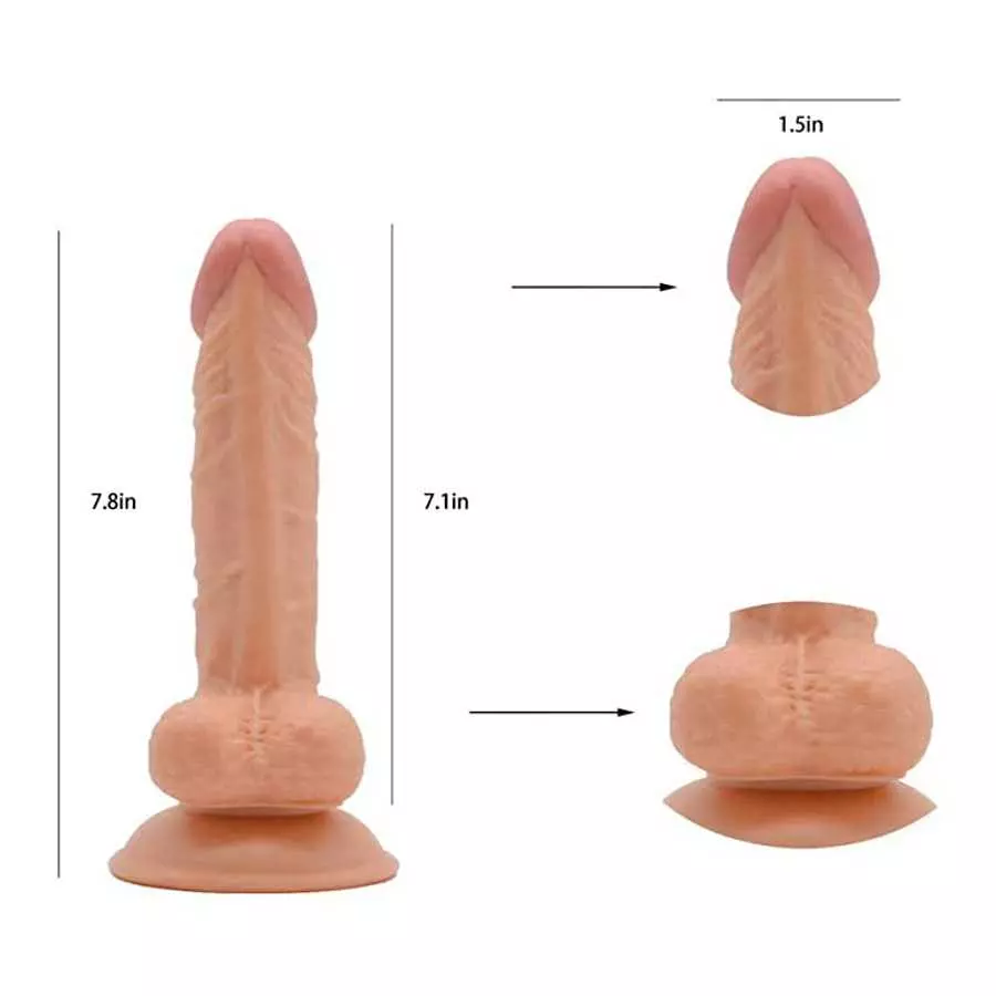 Soft Silicone 7.8 inches Suction Cup Realistic Classic Dick Wand for Beginner or Men's and Women's Games