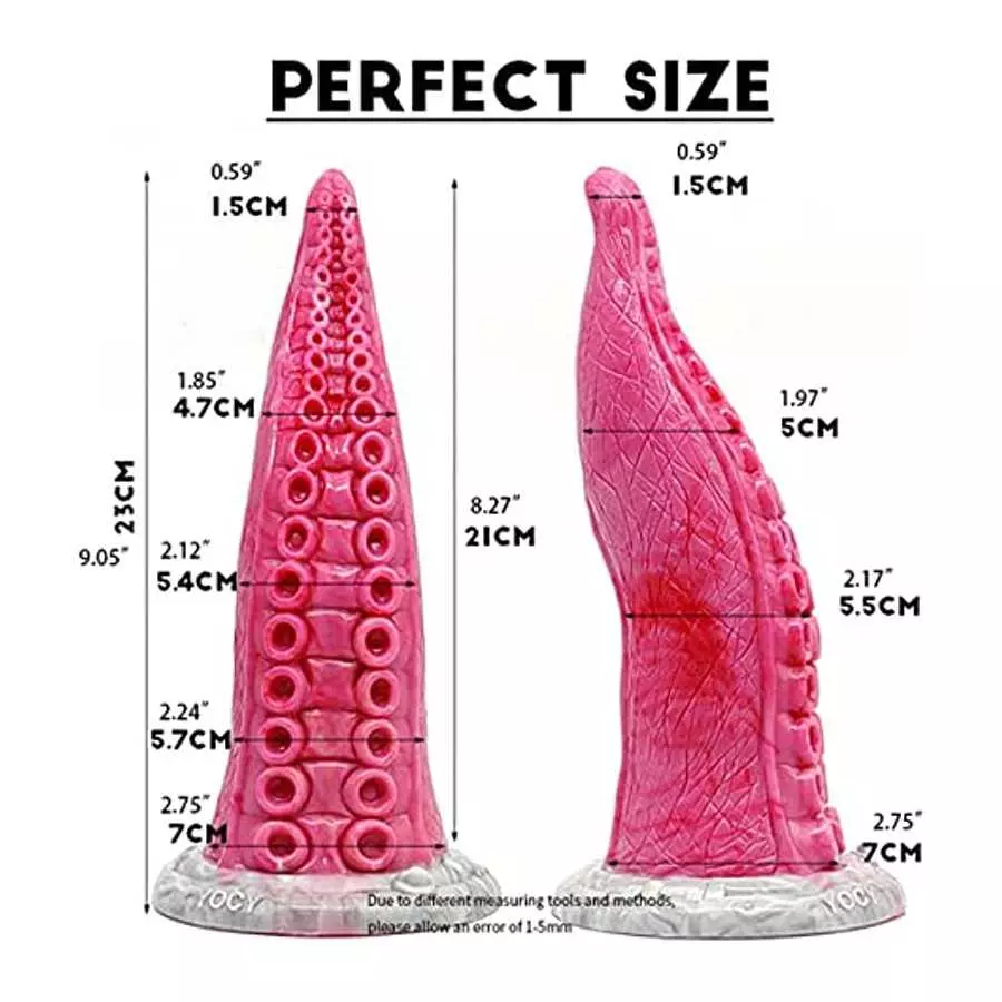 Realistic Tentacle Dildo, 9Inch Silicone Big Octopus Thick Dildos with Suction Cup Adult Sex Toy - Red