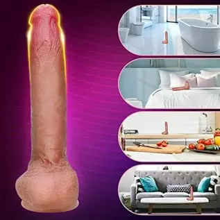 Realistic Dildo with Strong Suction Cup for Hands-Free Play 8.66" Silicone Penis Cock Dong with Vivid Glans Veins Adult Sex Toys