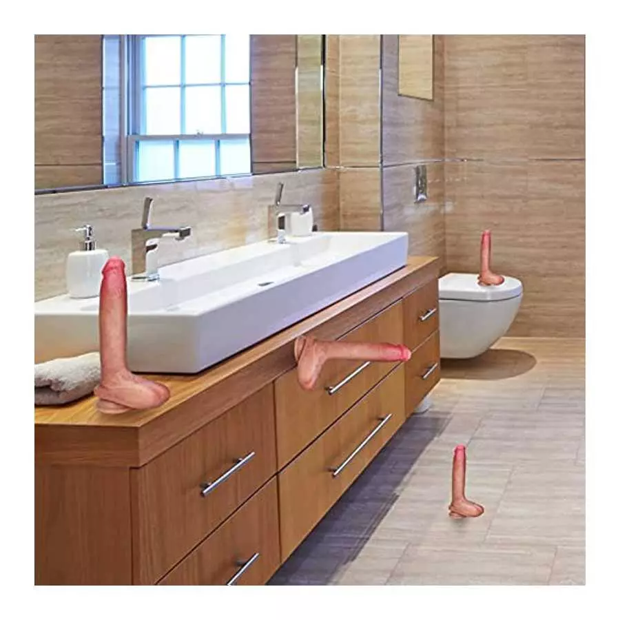 Realistic Dildo with Strong Suction Cup for Hands-Free Play 8.66" Silicone Penis Cock Dong with Vivid Glans Veins Adult Sex Toys