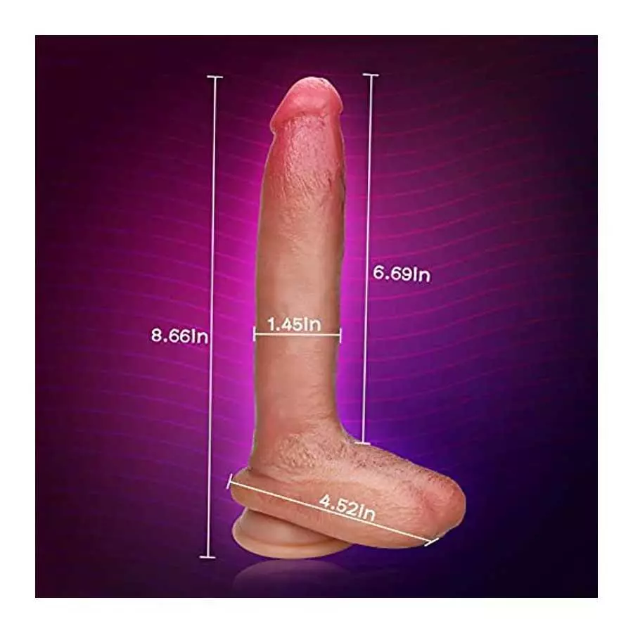Realistic Dildo with Strong Suction Cup for Hands-Free Play 8.66" Silicone Penis Cock Dong with Vivid Glans Veins Adult Sex Toys