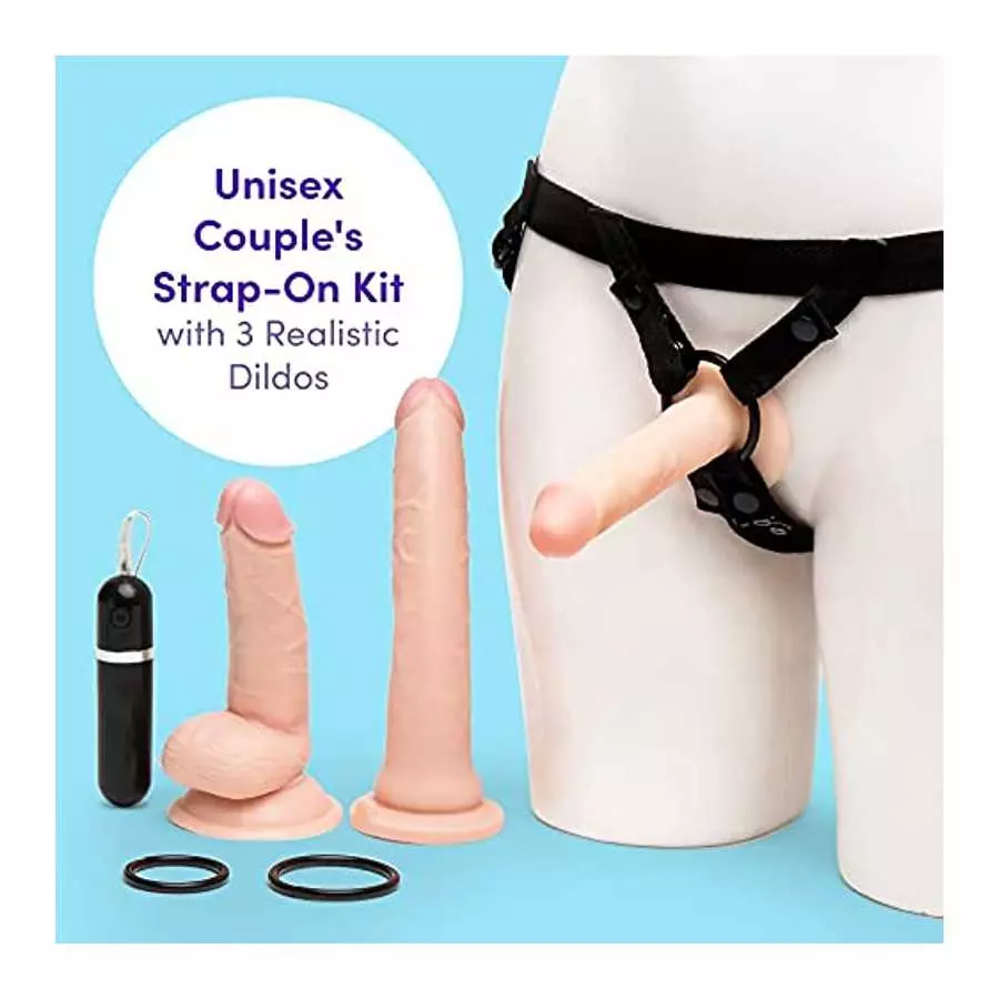 Lovehoney Lifelike Lover Strap On Dildo Kit - Includes 6 Inch Vibrating Dildo - 8 Inch Realistic Dildo - 6 Inch Slimline Anal Di