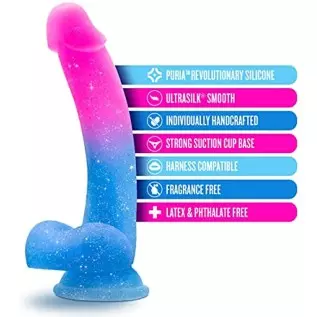 Blush Avant Chasing Sunsets Realistic Colorful Gradient Silicone Dildo - 7.75" Length and 1.25" Width - Suction Cup Base for Han
