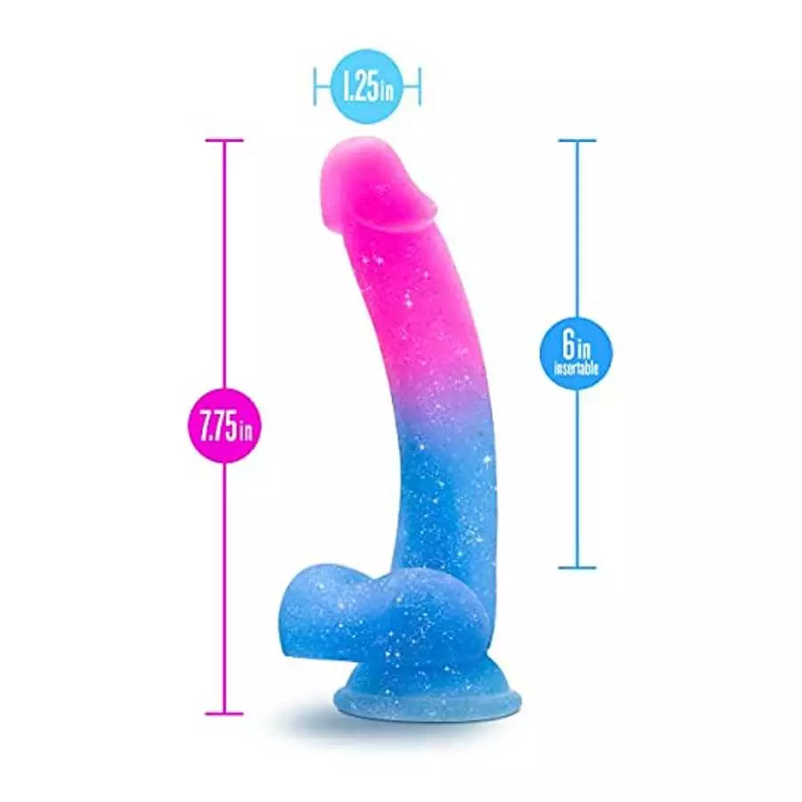 Blush Avant Chasing Sunsets Realistic Colorful Gradient Silicone Dildo - 7.75" Length and 1.25" Width - Suction Cup Base for Han