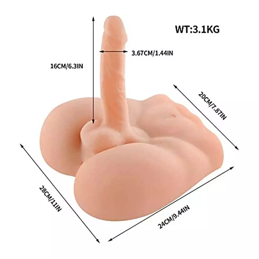 Male Torso Dildo Sex Doll, Men's Penis Love Doll with Muscle line for Women Masturbation Toys - 11x9.44 inch,Beige