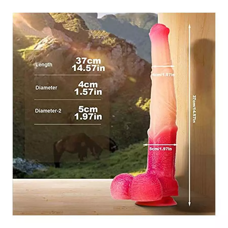 14.57" Colorful Realistic Horse Dildo Extra Long Dildo Anal Butt Plug, Silicone Animal Dildo Suction Cup Dildo Toy for Women, Mo