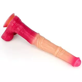14.57" Colorful Realistic Horse Dildo Extra Long Dildo Anal Butt Plug, Silicone Animal Dildo Suction Cup Dildo Toy for Women, Mo