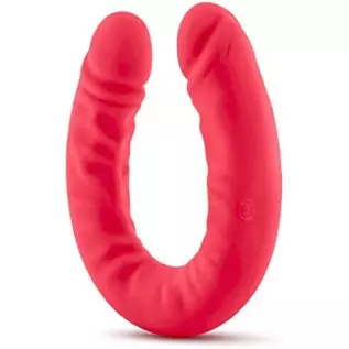 Blush Ruse Platinum Cured Ultrasilk Puria Silicone Double Headed Dildo - 18 Inch Curved Realistic DP Double Penetration - 1.75"