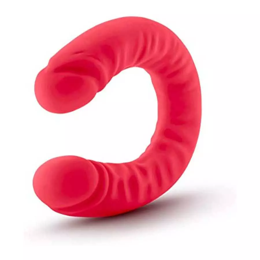 Blush Ruse Platinum Cured Ultrasilk Puria Silicone Double Headed Dildo - 18 Inch Curved Realistic DP Double Penetration - 1.75"