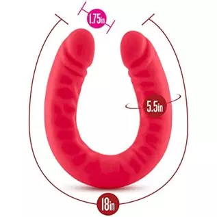 Blush Ruse Platinum Cured Ultrasilk Puria Silicone Double Headed Dildo - 18 Inch Curved Realistic DP Double Penetration - 1.75"